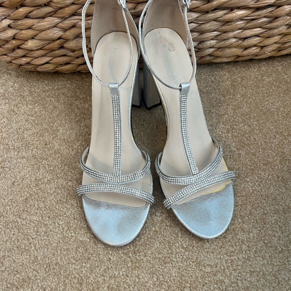 3 Inch Silver Heels with Rhinestone Straps